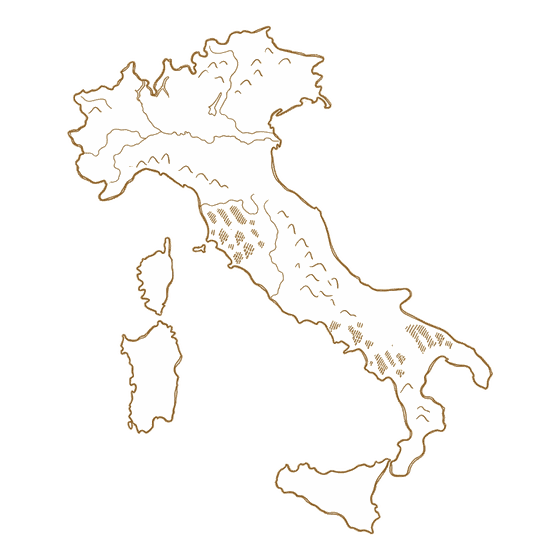 Hand-drawn line map of Italy, a wine region poured aboard WineVoyage in Miami