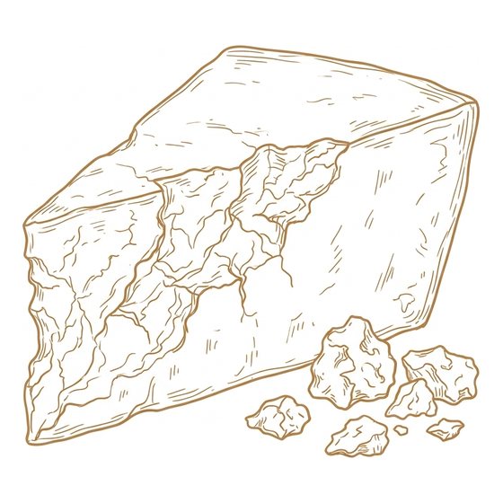 Line illustration of a wedge of parmesan