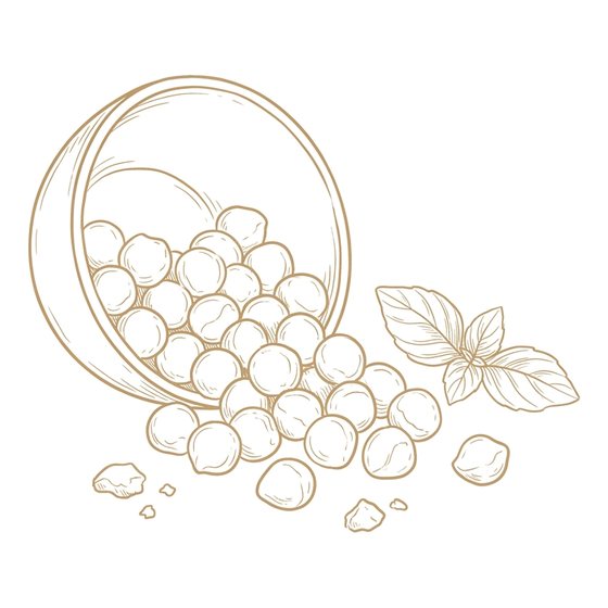 Line illustration of fresh mozzarella pearls