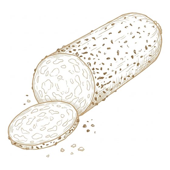 Line illustration of peppered salami slices