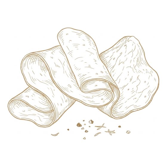 Line illustration of folded bresaola slices