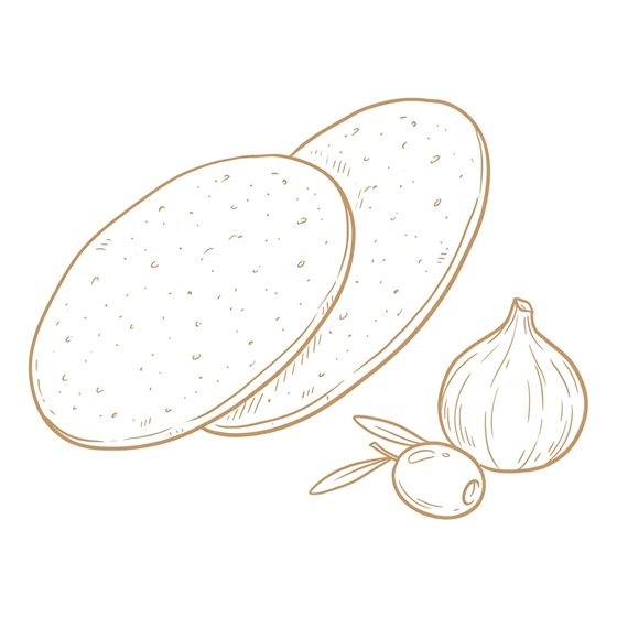 Line illustration of fig and olive crisps